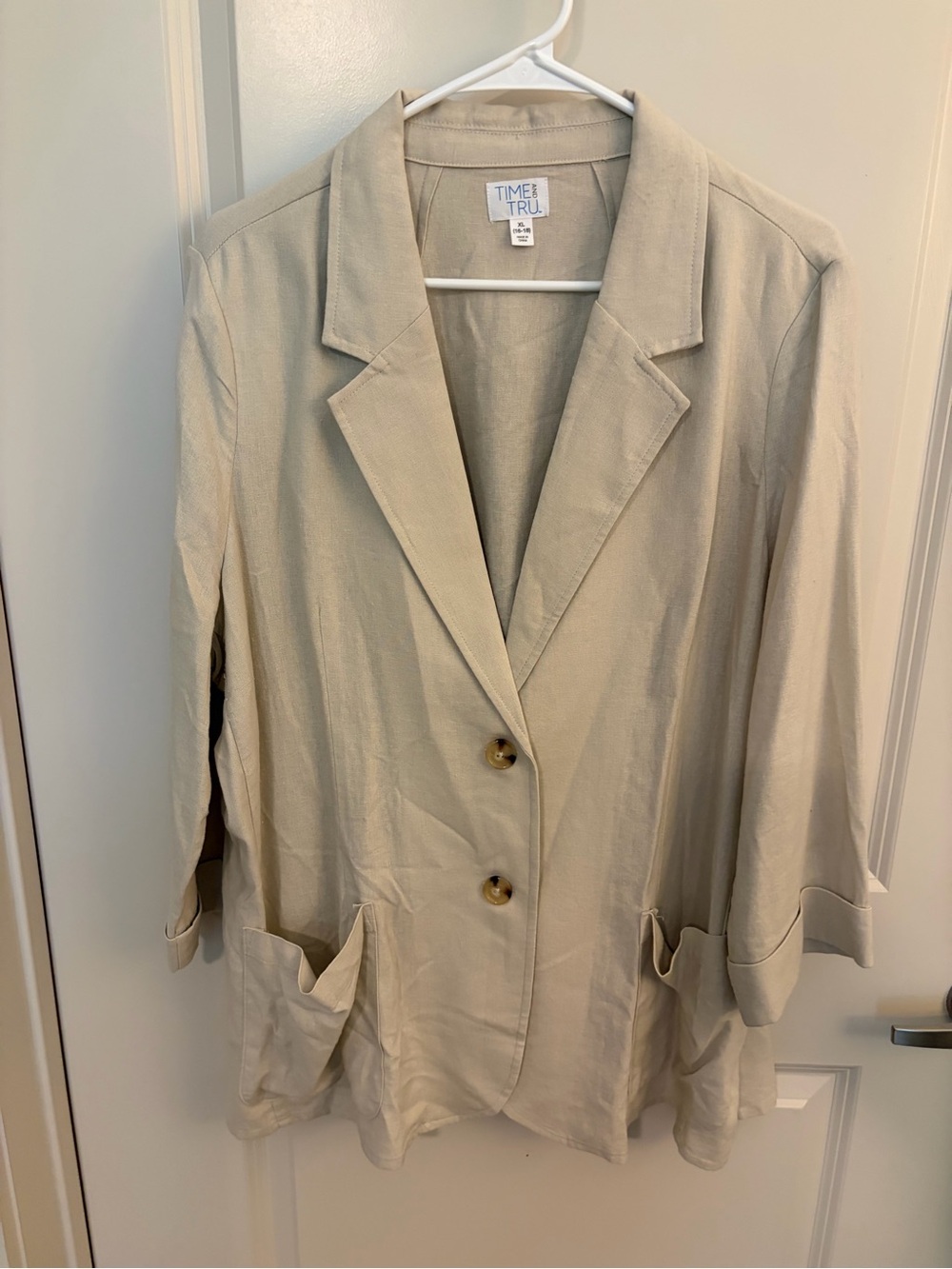 Time and Tru Women's Cream Stone Lightweight Blazer Jacket